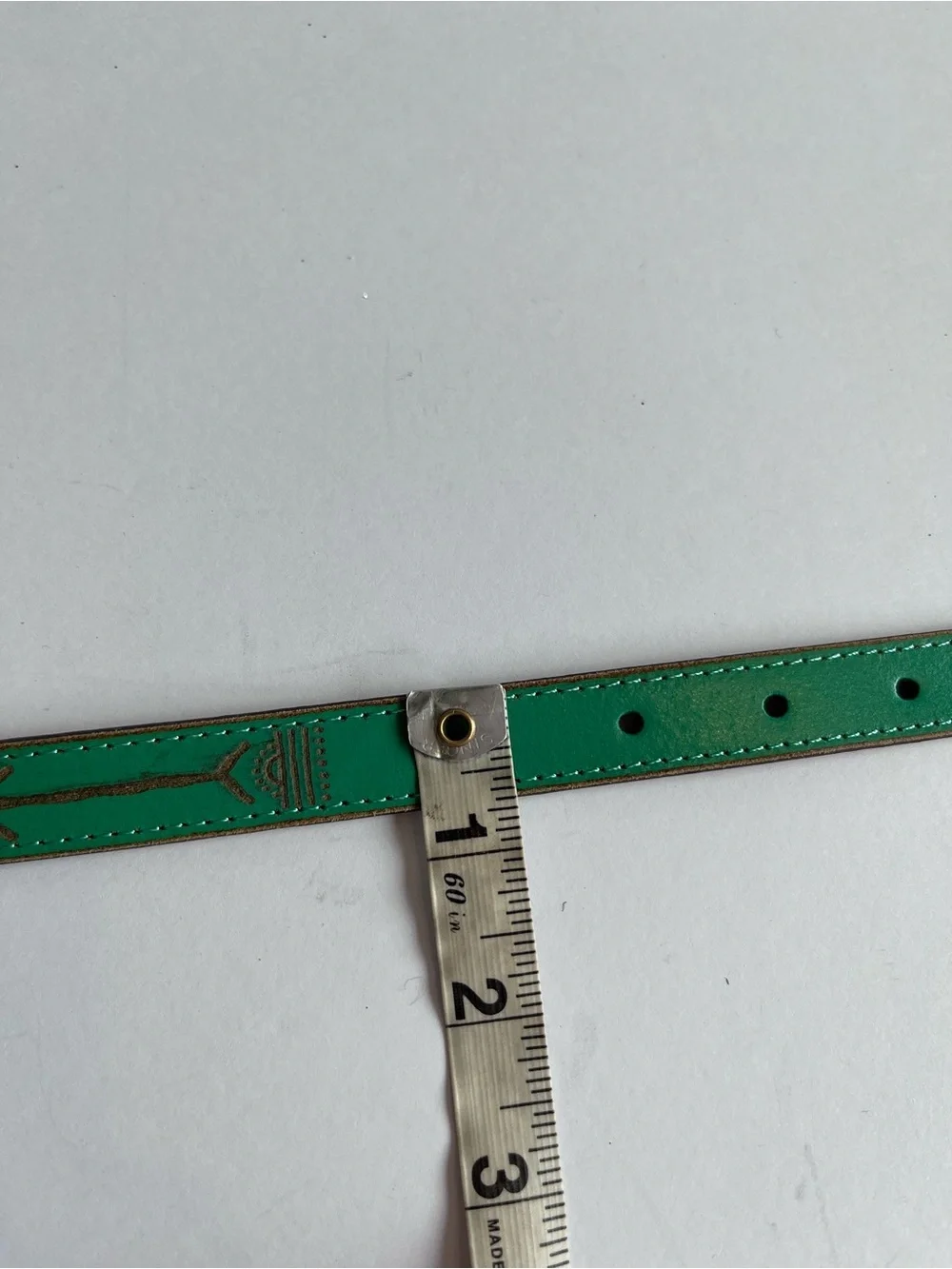 Green Leather Skinny Belt Boho Southwestern
